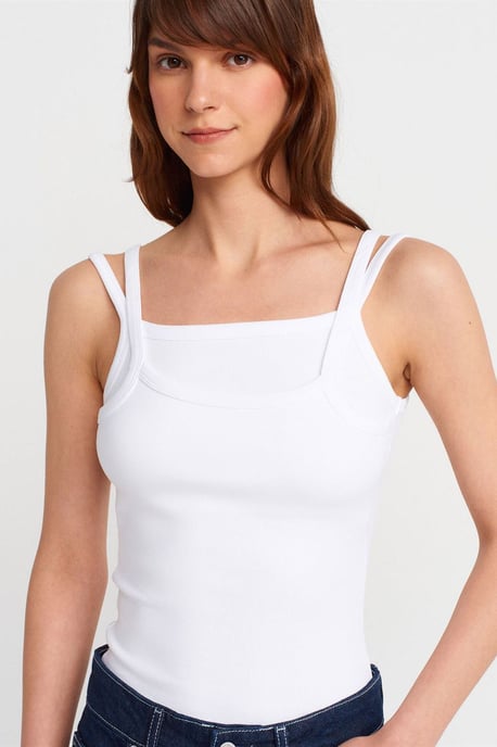 Geribbelde Mouwloze Blouse met Vierkante Halslijn - Image 3