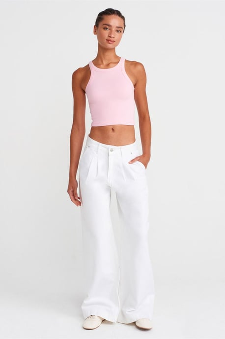 Geribbelde katoenen sweater zonder mouwen Crop Top - Image 4