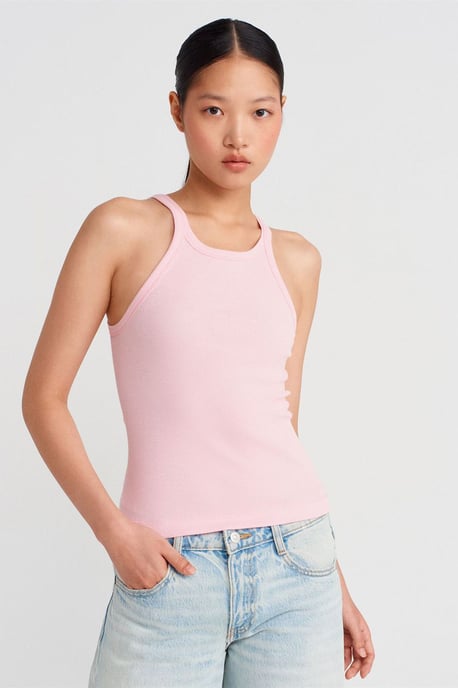 Geribbelde Katoenen Mouwloze Cami Blouse - Image 1