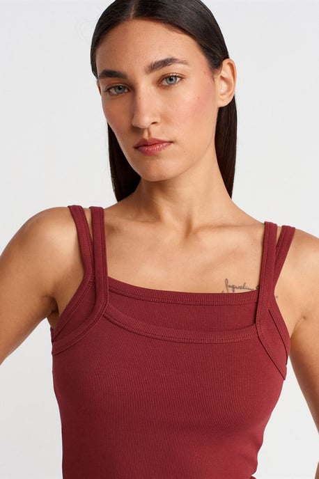 Geribbelde Mouwloze Blouse met Vierkante Halslijn - Image 3