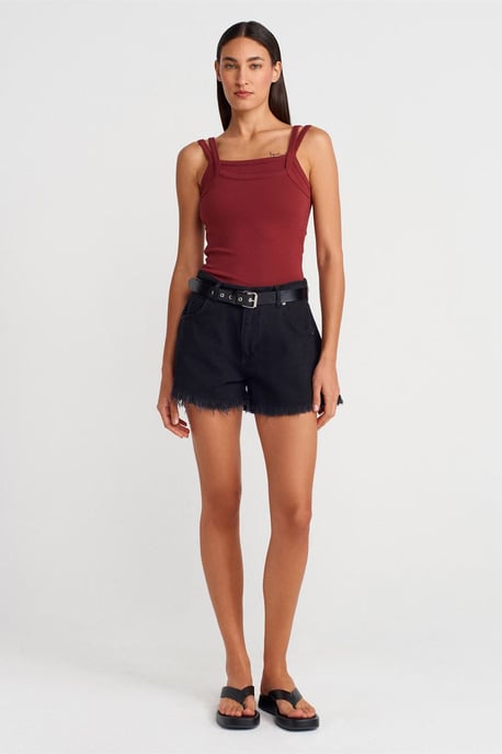 Geribbelde Mouwloze Blouse met Vierkante Halslijn - Image 4