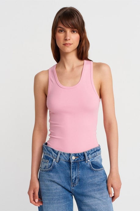 Geribde Mouwloze Camisole Blouse - Image 1
