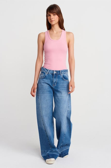 Geribde Mouwloze Camisole Blouse - Image 4