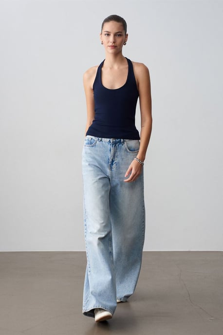 Geribbelde Halternek Mouwloze Blouse - Image 4