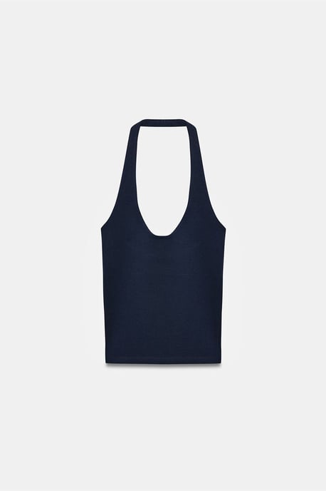 Geribbelde Halternek Mouwloze Blouse - Image 5