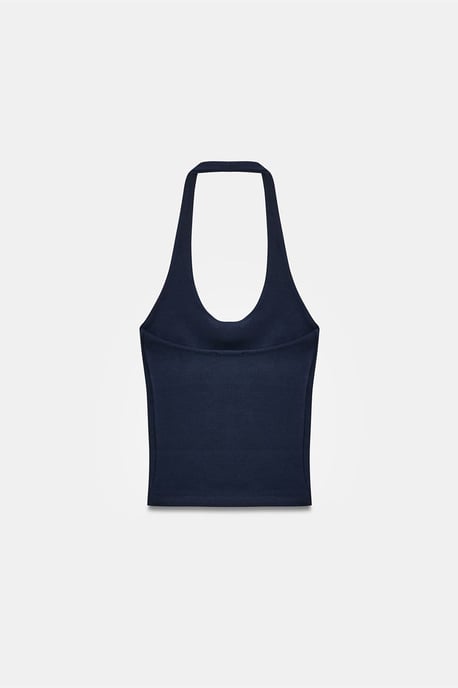 Geribbelde Halternek Mouwloze Blouse - Image 6