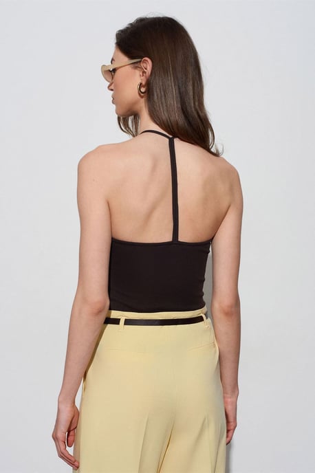 Slim Fit Halterhals Tricot Blouse - Image 2