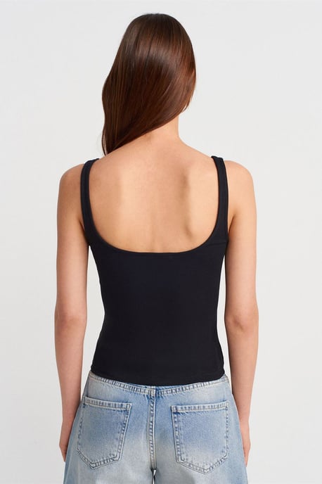 Geribbelde vierkante hals mouwloze blouse - Image 2
