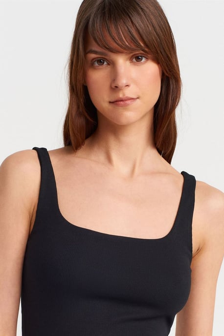 Geribbelde vierkante hals mouwloze blouse - Image 3