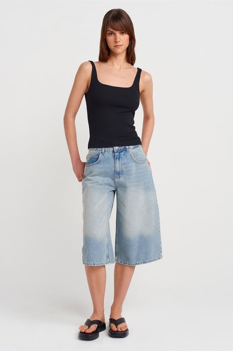 Geribbelde vierkante hals mouwloze blouse - Image 4