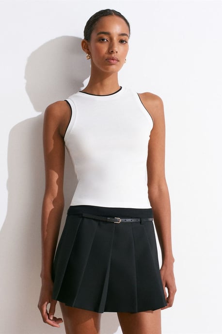 Mouwloze Ribbel Katoenen Blouse - Image 1