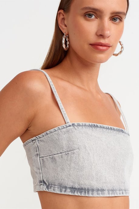 Dames Strapless Korte Spijkerblouse - Image 4
