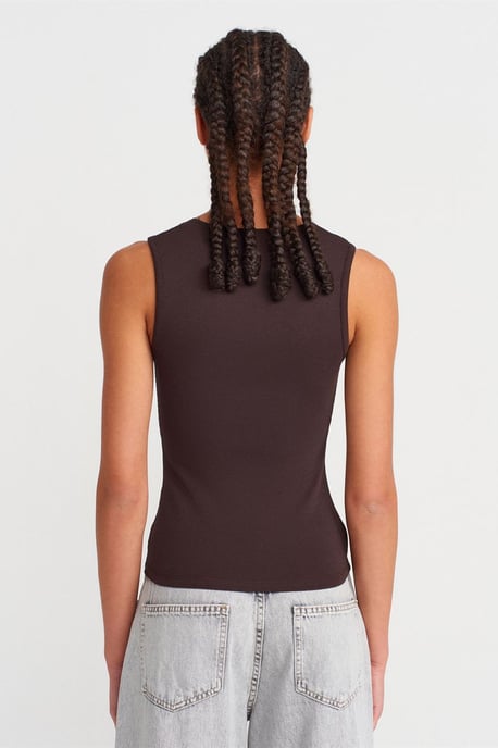 Mouwloze Kant Geribbelde V-hals Blouse - Image 2
