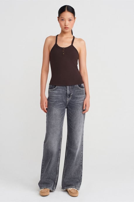 Slim Fit Geribbelde Brei Top - Image 3