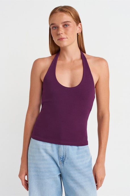 Geribbelde Halterloze Mouwloze Blouse - Image 1