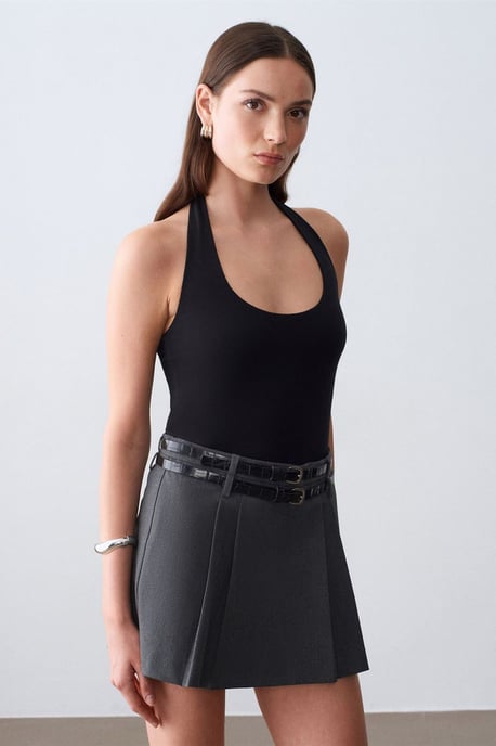 Halternek Cut-Out Slim-Fit Blouse - Image 3