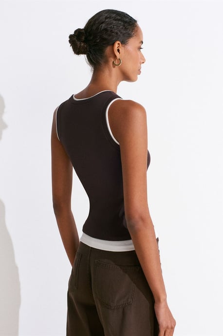 Sleeveless Ribbed Cotton Blouse - Image 2