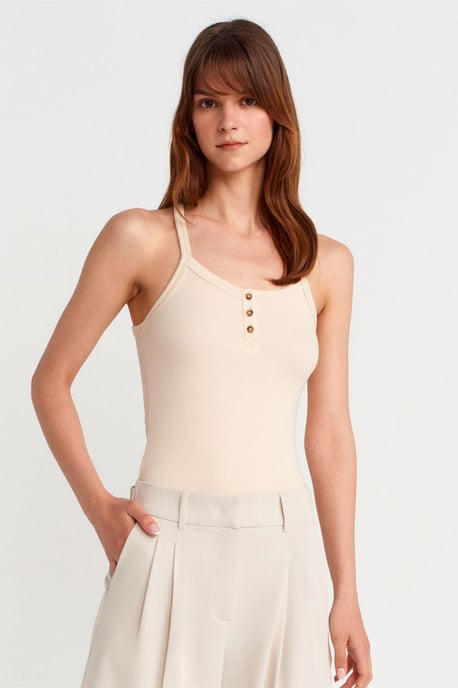 Slim Fit Geribbelde Brei Top - Image 1