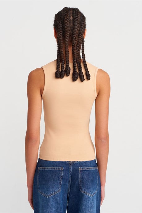 Mouwloze Kanten Geribde V-hals Blouse - Image 2