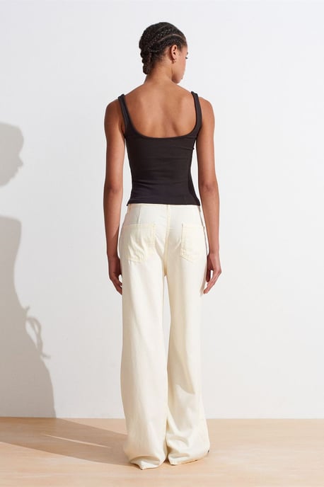 Geribde vierkante-hals mouwloze blouse - Image 2