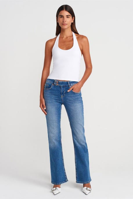 Geribbelde Halternek Mouwloze Blouse - Image 4