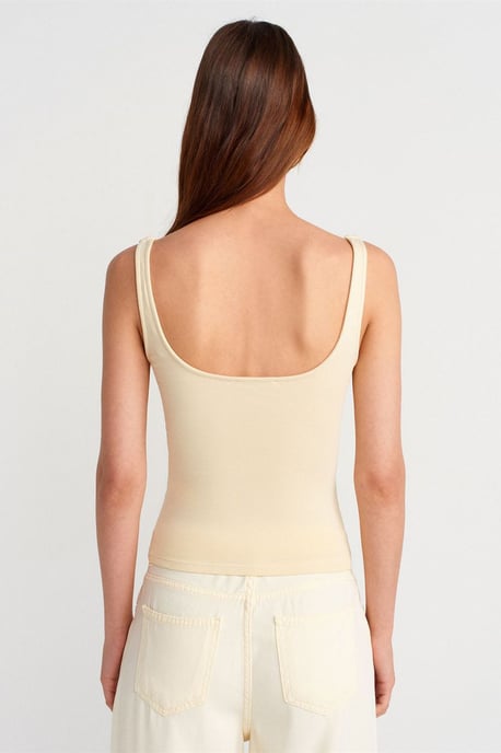 Geribbeld vierkant decolleté mouwloos blouse - Image 2