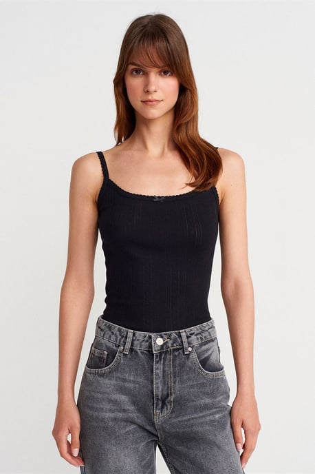 Slim Fit Geribbelde Katoenen Camisole Top - Image 1