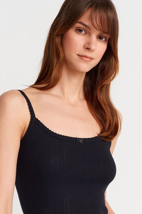 Slim Fit Geribbelde Katoenen Camisole Top - Image 3