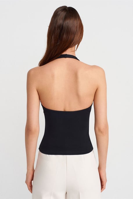 Geribbelde Halterhals Mouwloze Blouse - Image 2