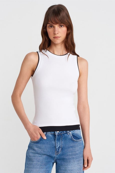 Mouwloze Geribbelde Katoenen Blouse - Image 1