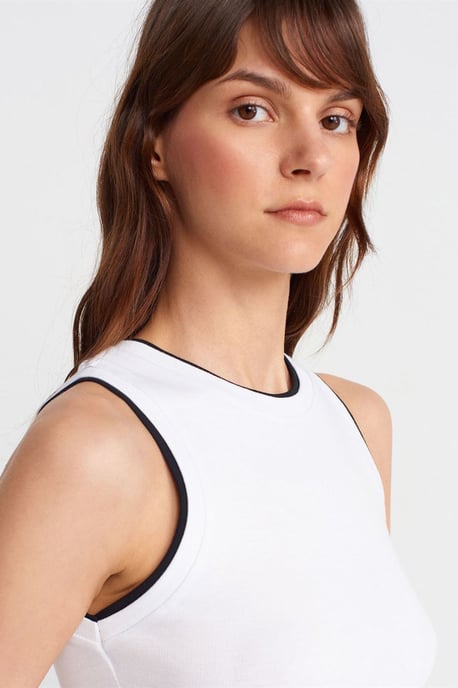 Mouwloze Geribbelde Katoenen Blouse - Image 3