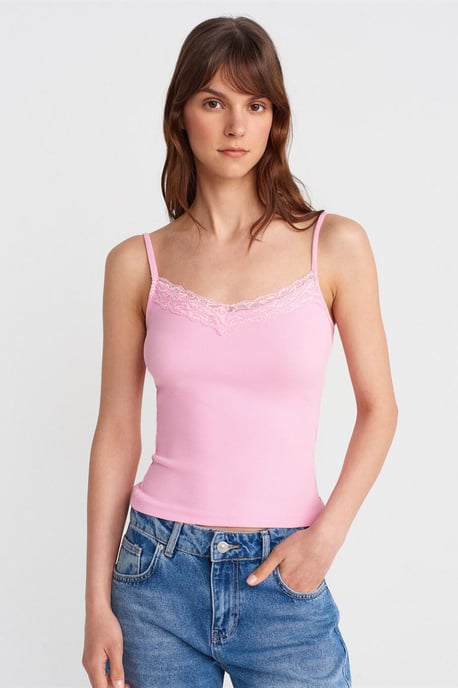 Slim Fit Kant Gebreide Camisole Blouse - Image 1