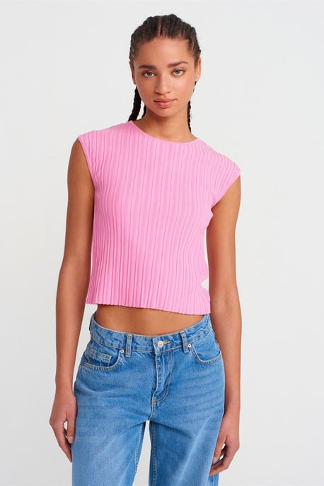 Geribbelde Gebreide Cropped Blouse - Image 1