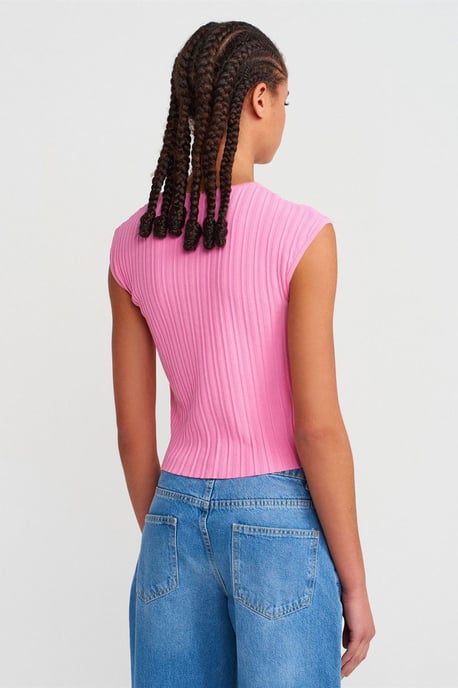 Geribbelde Gebreide Cropped Blouse - Image 2