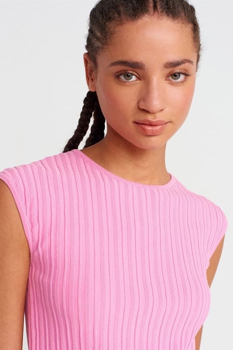 Geribbelde Gebreide Cropped Blouse - Image 3