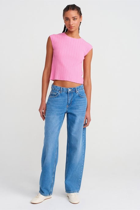 Geribbelde Gebreide Cropped Blouse - Image 4