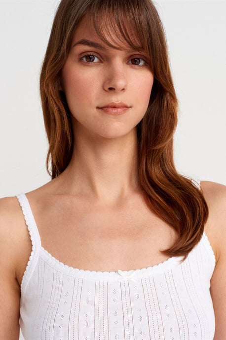 Slim Fit Geribbelde Katoenen Camisole Top - Image 3