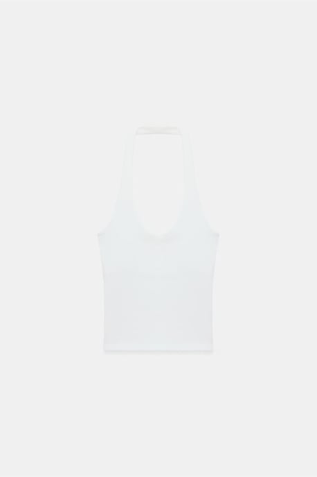 Geribbelde Halterhals Mouwloze Blouse - Image 4