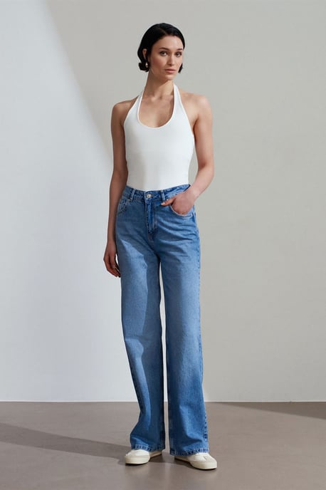 Geribbelde Halterhals Mouwloze Blouse - Image 5