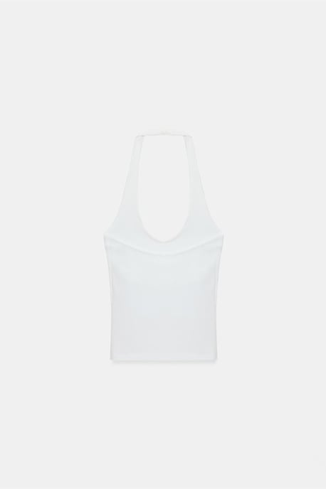 Geribbelde Halterhals Mouwloze Blouse - Image 6