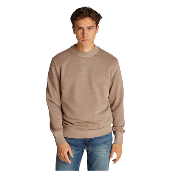 Calvin Klein Heren Puff Print Katoenmix Sweatshirt met Opdruk (Taupe Grijs) - Image 1