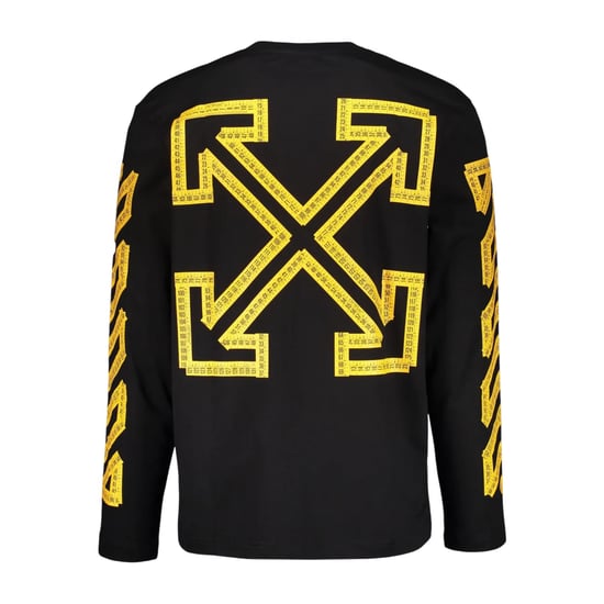 Off White Heren Tape Logo T-Shirt (Zwart/Citrus) - Image 2