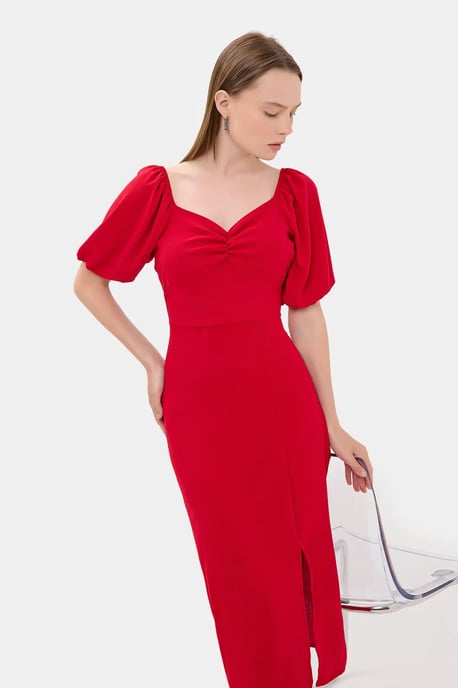 Sweetheart Hals Midi Jurk met een Zijsplit - Image 2