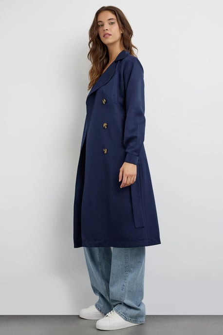 Dubbelzijdig Gordijn Trenchcoat met Ceintuur - Image 3