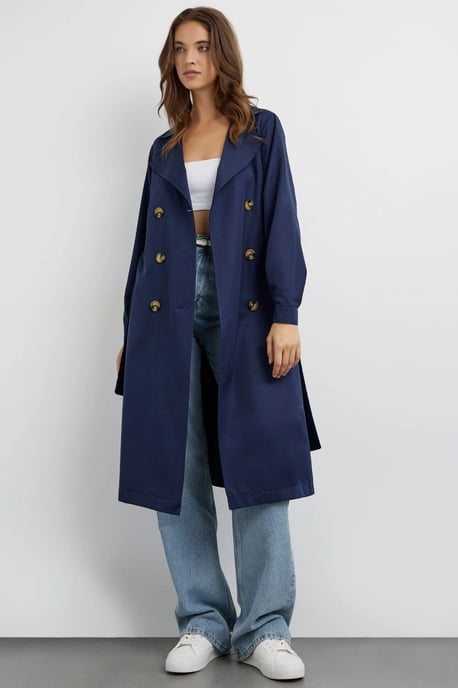 Dubbelzijdig Gordijn Trenchcoat met Ceintuur - Image 4