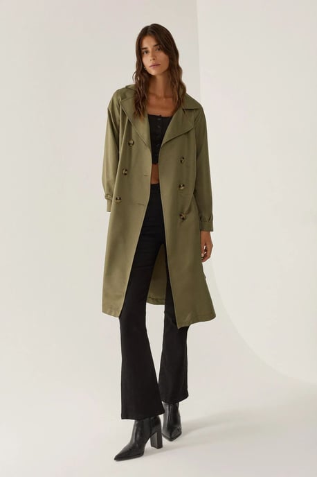 Dubbelzijdig Gordijn Trenchcoat met Ceintuur - Image 1
