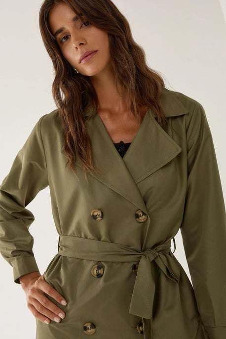 Dubbelzijdig Gordijn Trenchcoat met Ceintuur - Image 2