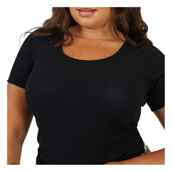 Brave Soul Dames/Dames Ronde Hals Plus Slank T-shirt (Zwart) - Image 3