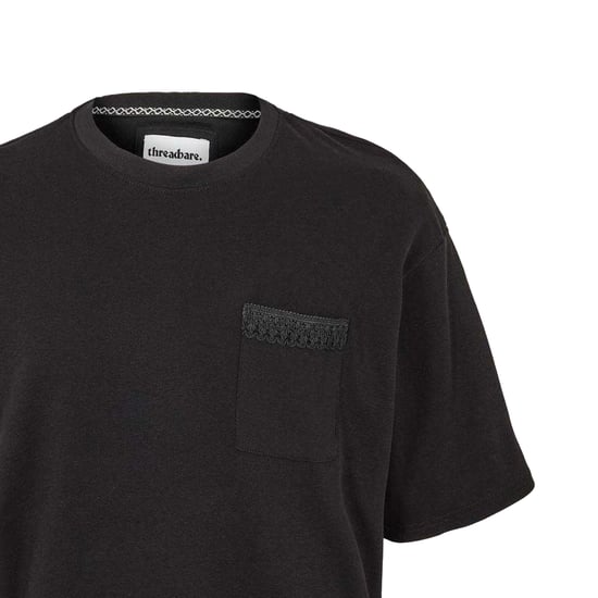 Threadbare Heren Dunedin Textured Knit Regular T-shirt (Zwart) - Image 2