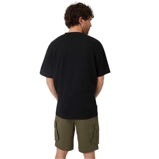 Threadbare Effen geribbeld T-shirt voor heren met normale pasvorm (Zwart) - Image 2